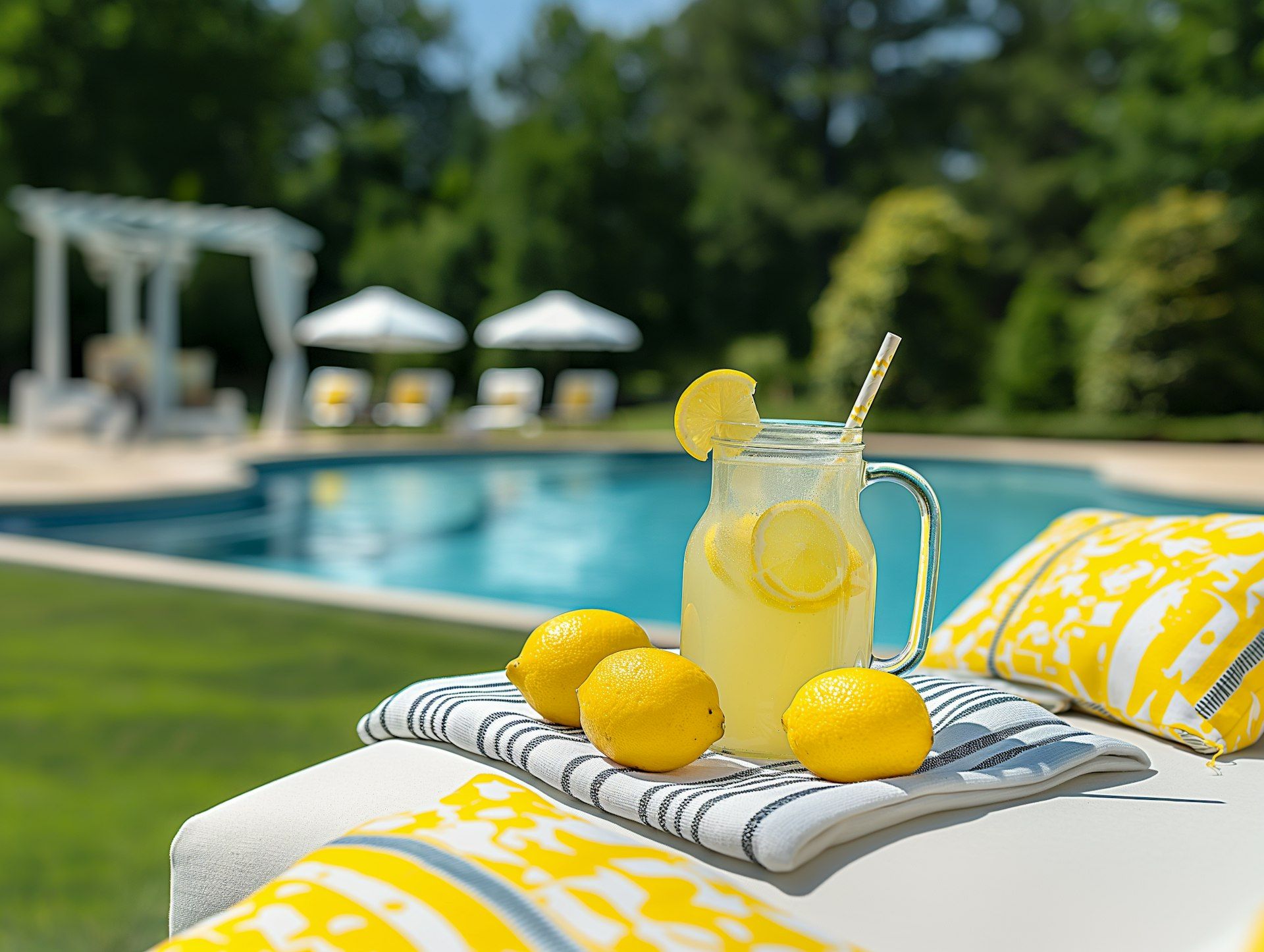 Limonade estivale au bord de la piscine